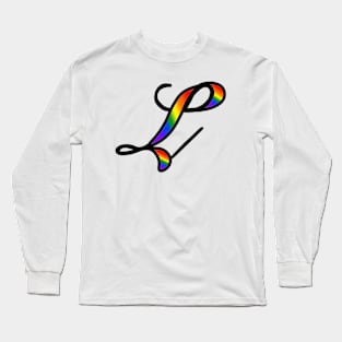 Rainbow Cursive Letter L Long Sleeve T-Shirt